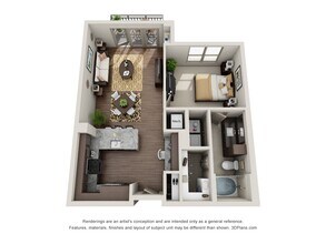 One Bedroom One Bath - A2.2 5101 floor plan